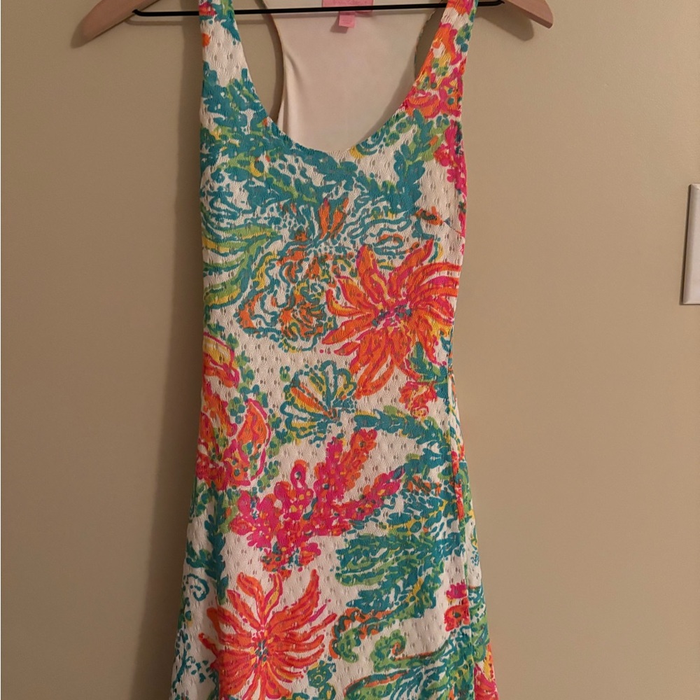 Long Lilly Pulitzer Colorful Floral Sleeveless Dress